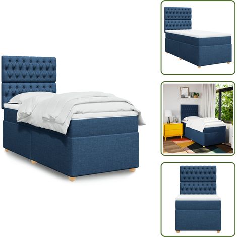The Living Store Boxspringbett mit Matratze Blau 80x200 cm Stoff - Boxspringbett - Doppelbett - Schlafsofa - Bettenrahmen - Blau (1/5)