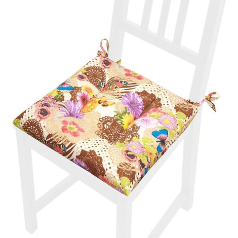 Cuscino Sedia Morbido Universale Vivace Lacci Per Fissaggio Lavabile Coprisedie 100% Made In Italy - Marrone
