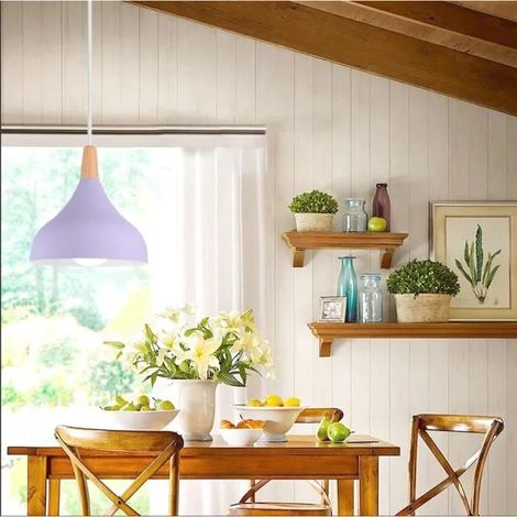 Moderne Lustre Suspension en Métal,Lampe Luminaire Style Edison pour Restaurant Cafe Bar,Violet,20cm (1/4)
