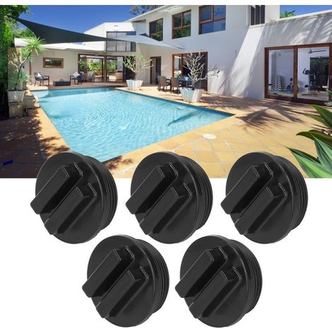 Plug d'hiver G1 1/2 filetage mâle 5 pièces, pour spas et piscines, plastique noir, avec joint O-ring (1/5)
