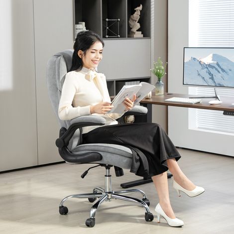 Fauteuil de bureau. chaise bureau ergonomique. hauteur réglable. accoudoirs relevables. 70 x 70 x 114-122 cm. gris