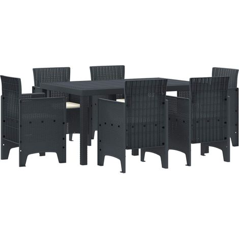 Garten Essgruppe 7 pcs Anthrazit Polt Rattan (1/5)
