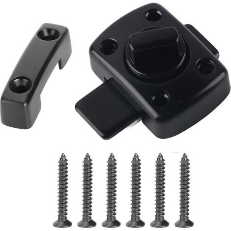 Petit Verrou à Boulon Rotatif Porte de Sécurité Serrure Coulissante Serrure à Glissière Domestique avec 6 Vis pour Armoire de Fenêtre de Porte Noir (1/4)