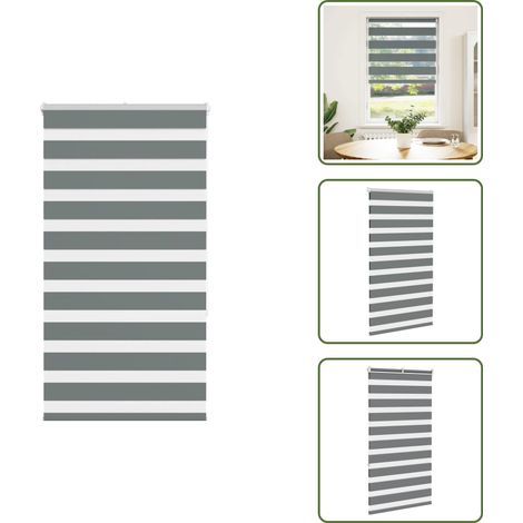 Zebrarollo Dunkelgrau 90x150 cm Stoffbreite 85,9 cm Polyester - Zebra-Jalousie - Zebra-Jalousien - Zebra-Rollo - Doppelrollo (1/5)