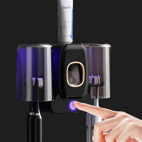 Desinfectante UV para cepillos de dientes，soporte de pared para cepillos de dientes con función de esterilización，bebés y familias. Color negro (1/5)