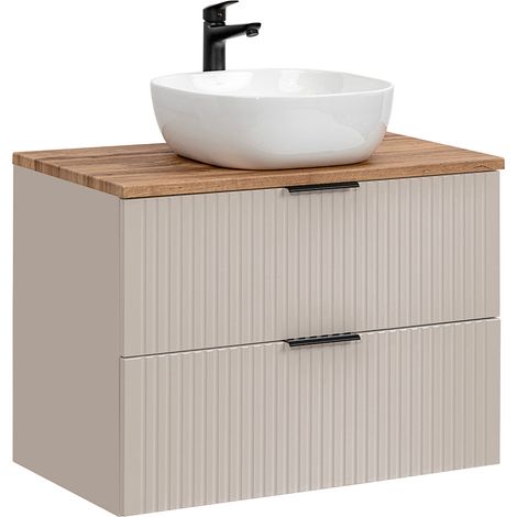 Waschtisch 80cm Adriel mit 2 Schubladen, Beige (1/5)