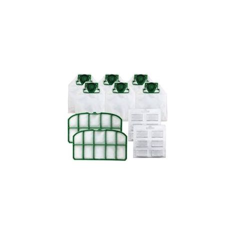 6 sacs d'aspirateur avec 2 tampons filtrants en coton, 2 pièces de moteur HEPA pour Vorwerk Kobold VK200 (lot de 10) (1/5)