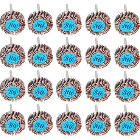 20 Pièces Roue à Lamelles, 80 Grains Papier Abrasif Roue de Polissage Roue à Lamelles Dremel 10mm pour Outil Rotatif (1/5)