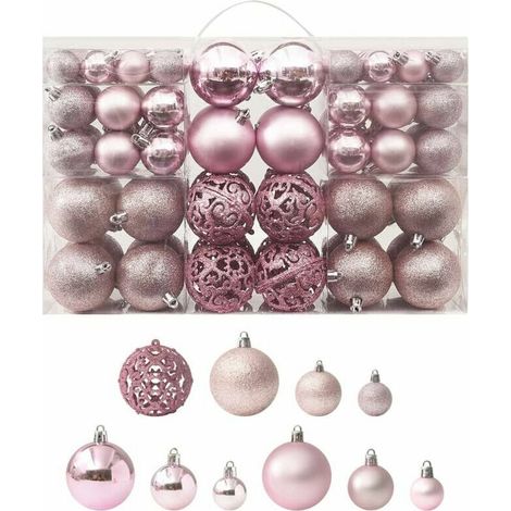 Green Mobility-Ensemble de boules de Noel 100 pcs Rose (1/5)
