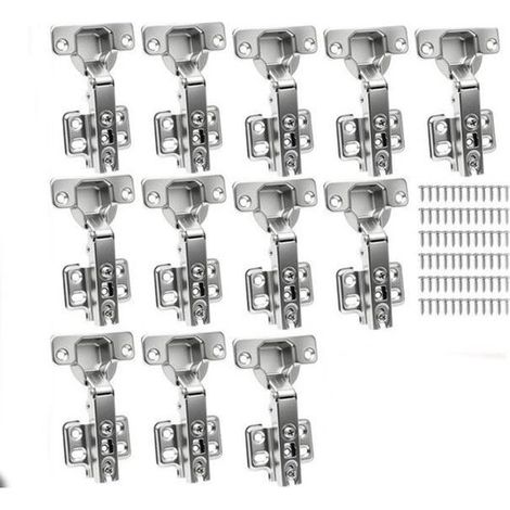 Charnières pour meubles - 98 x 60 mm - Argent - Charnières avant avec fermeture amortie - Réglage facile par vis - Charnières pour portes intérieures (1/5)
