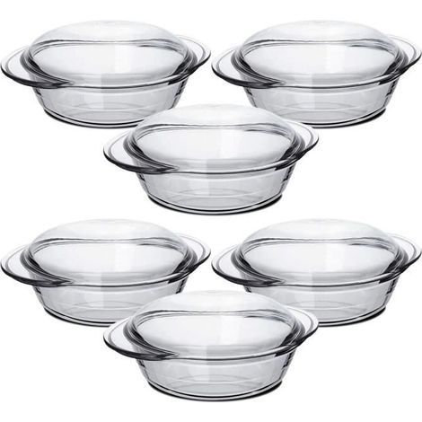 Cocotte - JUANIO - Lot de 6 - Verre - 0,7 L - Avec couvercle (1/4)