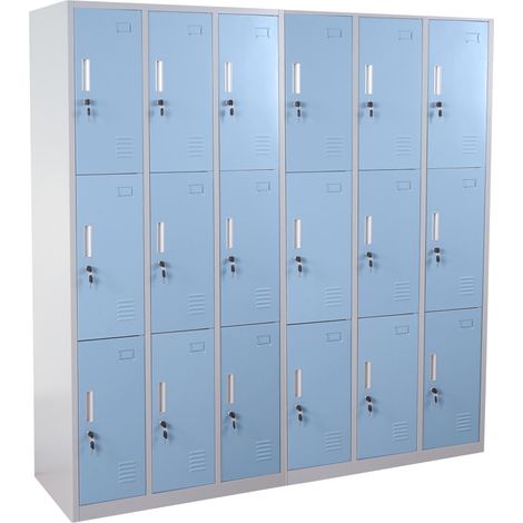 Schließfach Preston T829, Schließfachschrank Wertfachschrank Spind, Metall 9 Fächer, blau (1/5)