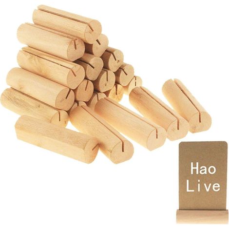 Kaelt - 20pcs Bois Naturel Support Photo Carte Placez la carte Les détenteurs, porte photo bois,porte carte bois,pour Mariages Banquets Fêtes Décoration Porte Cartes en Bois Titulaire (1/5)