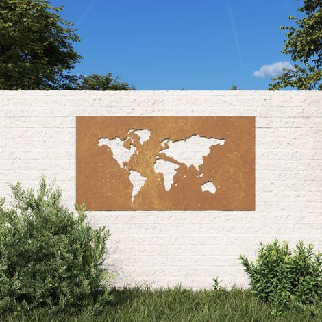 Décoration murale jardin，Ornement mural extérieur，Original 105x55 cm design de carte du monde CNEI339503 (1/5)