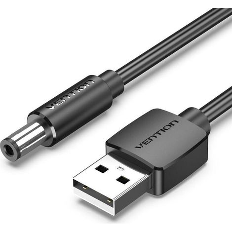 Cable Alimentación Vention CEYBF/ USB-A Macho - DC 5.5mm Macho/ 1m/ Negro (1/2)