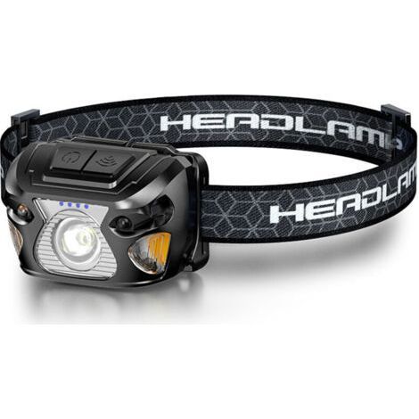Rechargeable LED Headlamp, Ultra Bright Sensor with 3 Lighting Modes, Red LED Head with White Flashlight (1/5)