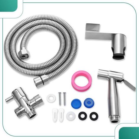 Douchette main bidet salle de bain,robinetterie WC vanne G1/2",adaptateur toilette,acier inoxydable,douche à couches animaux (1/5)