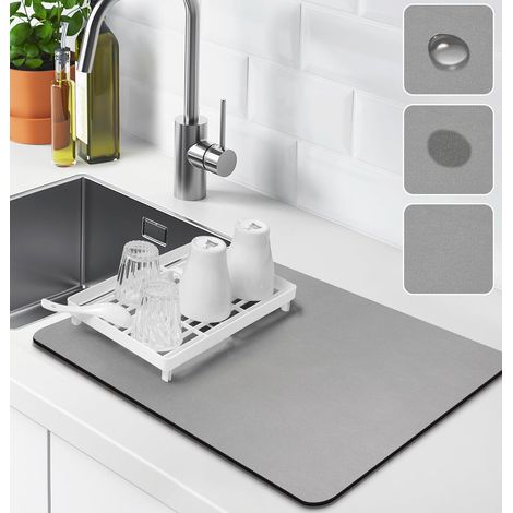 Tapis Egouttoir Vaisselle, Tapis de Machine à Café Absorbant,Tapis égouttoir à Vaisselle antidérapant, Tapis de SéChage Vaisselle Egouttoir Antidérapant pour Cuisine, Bar Dish Drying Mat (1/5)