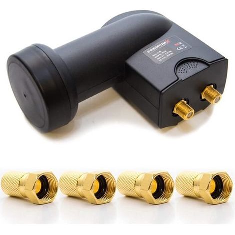 PremiumX antenne parabolique satellite-tête lNB universelle twin - 0,1 dB - 02 pXT full hD 3D compatible numérique pour 2 récepte