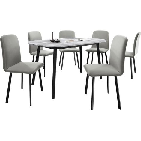 Conjunto de mesas y sillas para comedor Edmond 121, Amor Velvet 4318, 77x80x150cm, Diámetro: 0, Número de asientos: 6, Estilo: Contemporary