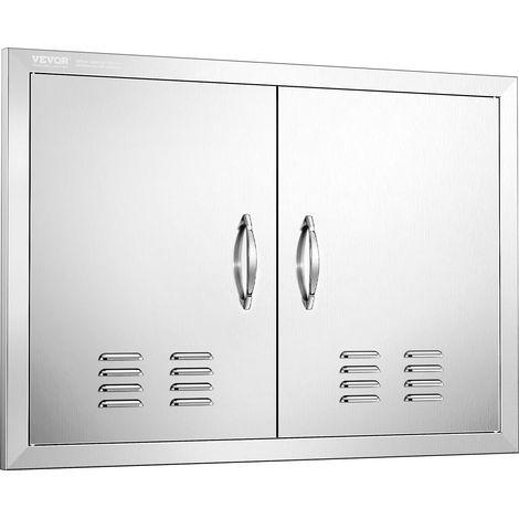 Porte d'Accès pour Barbecue, Double Porte de Cuisine Extérieure 762x533x46 mm, Porte Encastrée en Acier Inoxydable, avec Poignées et Évents, pour Îlot de Barbecue, Placard Extérieure, Jardin (1/5)