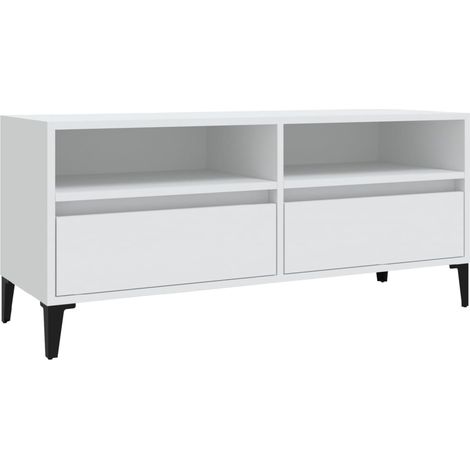 Mobile TV multimediale scaffale per televisione televisore buffet sala da pranzo soggiorno camera da letto 100 x 34,5 x 44,5 cm derivati del legno bianco 020025471