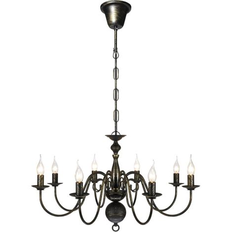 vidaXL Lampadario Stile Antico Metallo Nero Lampadine 8 x E14