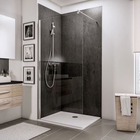 Schulte – Paroi de douche à l'italienne 100 x 190 cm – Verre 5 mm anticalcaire – Profilé chromé – Installation facile sans silicone