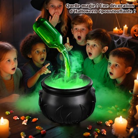 Chaudron de sorcière d'Halloween petit seau flamme sans crâne décoration intérieure plastique 500 g – Livraison gratuite
