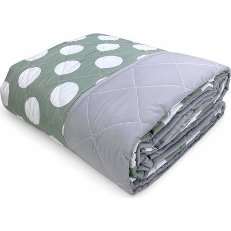 Couette noeud – couvre-lit matelassé à pois verts – Mi-saison, microfibre douce – Fabriqué en Italie SINGLE 1 PLACE