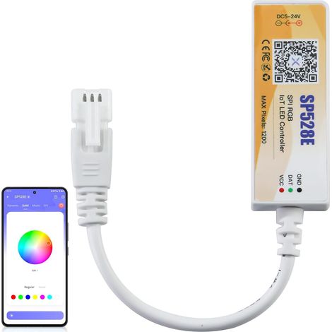 SP528E Contrôleur Bluetooth WS2812B WS2811, Commande Vocale, Commande Smart Phone APP pour Bandes LED RVB Adressables (1/5)