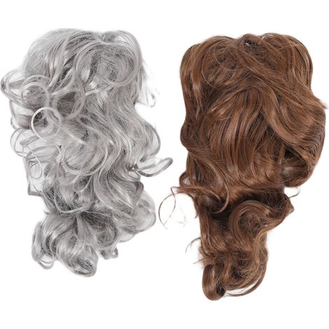 2 pièces 30 cm Perruque Queue de Cheval Femme Extensions à Pince Griffe Cheveux Bouclés Postiche (1/5)