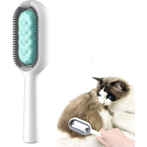 Tragbare, multifunktionale Haustierreinigungsbürste, 2 in 1 zur Haarentfernung und Reinigung von empfindlichem Katzen- und Hundehaar (Grün, Kamm für langes Fell) (1/5)