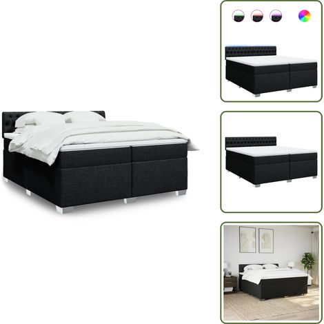Boxspringbett mit Matratze Schwarz 200x200 cm Stoff - Boxspringbett - Doppelbett - Schlafzimmermöbel - Bettenrahmen - Lederbettwäsche