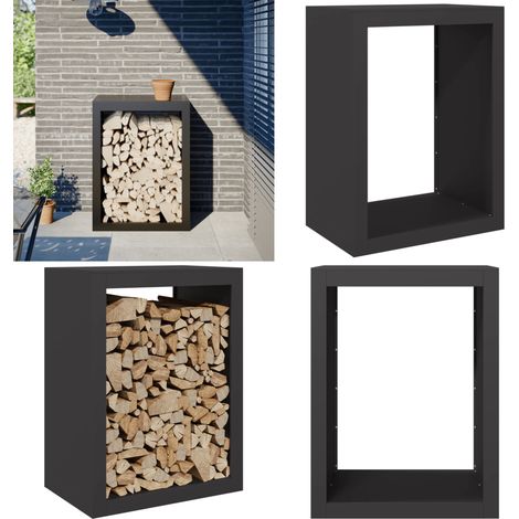 vidaXL Brennholzregal Schwarz 60x40x80 cm Stahl (1/5)