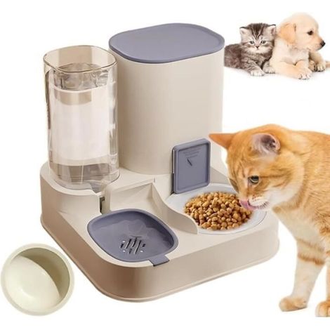 (Bleu)Distributeur De Croquettes Pour Chat,2En1facile à Nettoyer Abreuvoir Automatique Pour Animaux De Compagnie,Pour Petit Chien,bleu-01 (1/4)