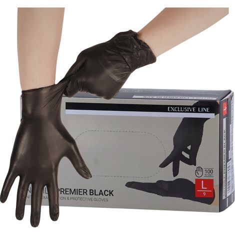 Gants en nitrile sans poudre medaSEPT Premier, noirs, taille L, 100 pièces (1/5)
