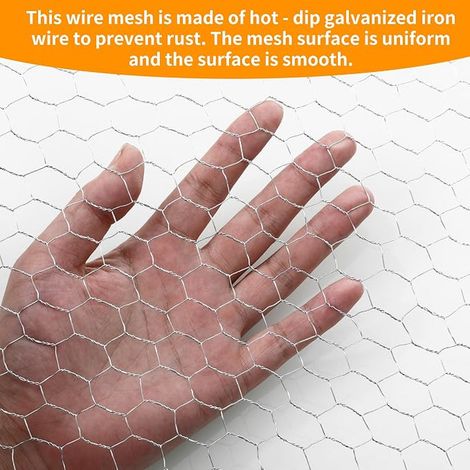 Galvanized Rabbit Wire Mesh, 0.4 x 12 m Rabbit Wire Mesh, Galvanized Chicken Wire Mesh, Fine Mesh Wire Mesh, Suitable for Poultry Fencing and Home Decoration (1/3)