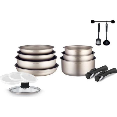 Batterie de cuisine Arthur Martin AM133CH 15 pieces - Aluminium - Poignée amovible - Tous feux dont induction (1/3)
