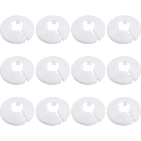 12 fascette stringitubo in plastica per tubi, rosetta rotonda bianca, diametro 16 mm, copri tubi per radiatori, riscaldamento, impianti idraulici, copri fori a parete/pavimento per rubinetti e tubatur