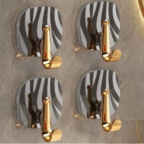 Vier selbstklebende Acrylhaken, geeignet für Badezimmer, Küchen, Schlafzimmer usw., wasserdichte Aufbewahrung, transparent schwarz. (1/5)