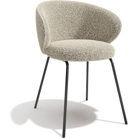 Lot de 2 chaises en tissu bouclette beige LUNA (1/5)