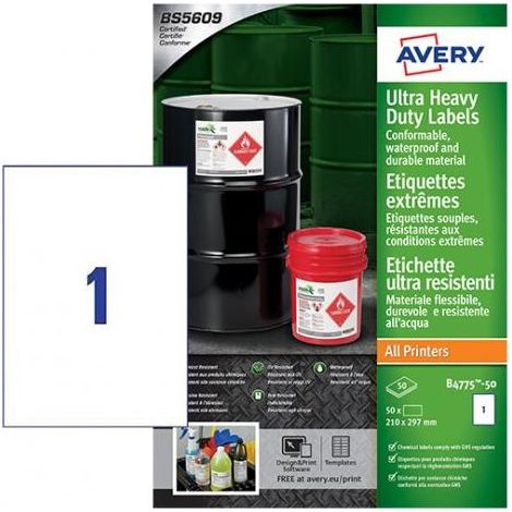 Avery B4775-50 selbstklebendes Etikett Rechteck Dauerhaft Weiß 50 Stück(e) (1/2)
