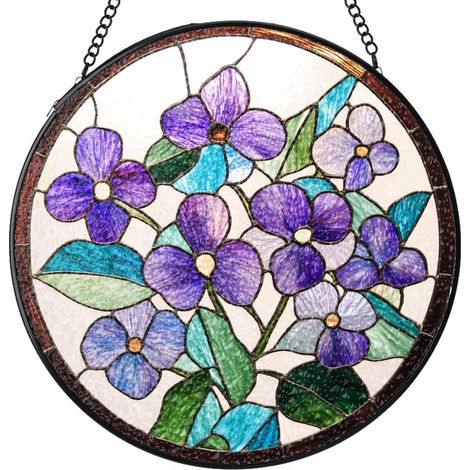 Attrape-soleil en vitrail rond – Suspension décorative pour fenêtre, porte et intérieur, idée cadeau femme homme, Diamètre : 9 cm (1/4)