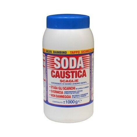 Soda caustica in barattolo a scaglie 1KG per sturare tubi e lavandini