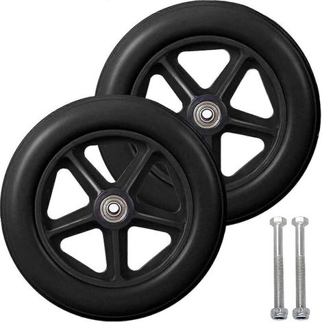 Rueda delantera giratoria de 8 pulgadas, 2 ruedas de repuesto para silla de ruedas, neumático macizo antideslizante, 190 mm, gris en negro - Crezuo