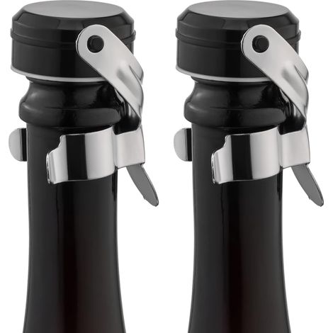 2 Bouchon bouteille, Acier inoxydable, Silicone alimentaire, Étanche, Vin rouge blanc champagne