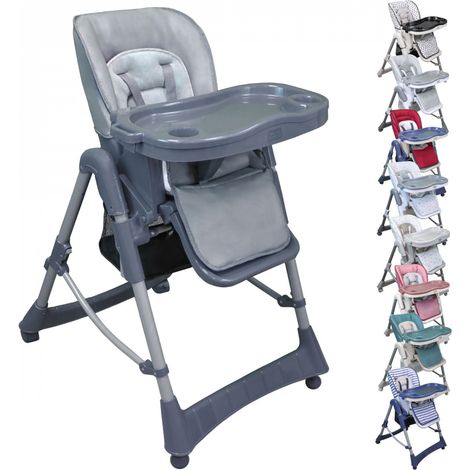 Chaise haute bébé pliable réglable 3 positions – Dossier inclinable – Tablette ajustable – Acier robuste – Harnais 5 points – Monsieur Bébé