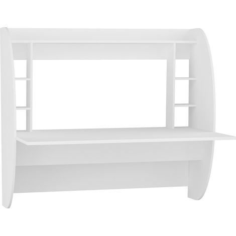 Scrivania Buronzo, 6 Ripiani, Un'anta, 6 Vani, 124x55x120h cm Bianco