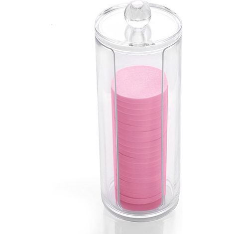 Boîte De Rangement Pour Cotons - Boîte Acrylique Transparente Avec Couvercle - Design Cylindrique Et Ouverture En U - Pour Cotons Ronds Jusqu'à 7 cm - 1 Pièce (1/5)